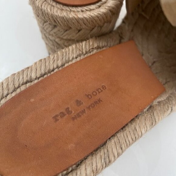 RAG & BONE Calla Dune Tan Suede Buckle Wedge Sandals Sz 37 / US 7-7.5 - Picture 8 of 16